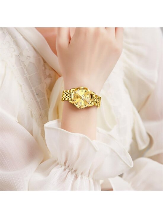Women\'s Gold Automatic Elegant Luxury Ceramic Strap Self Winding Wrist Watch